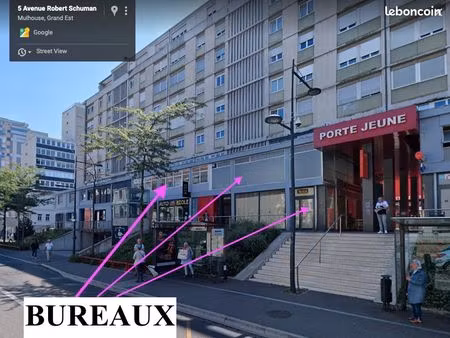 local commercial + bureaux porte jeune   400 m2 sur 2 niveaux  divisibles