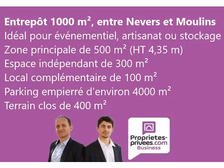 entrepot 1000 m2 entre nevers et moulins