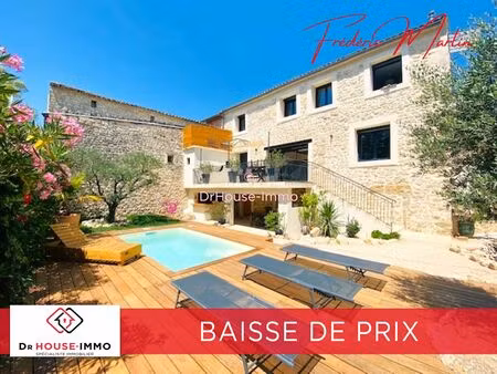 uzès proche  charmant mas de mas de village lumineux en pierre restauré de 120 m² avec pis