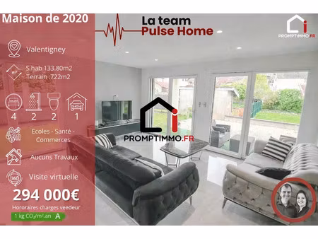 vente maison 6 pièces 133.8 m² à valentigney (25700)  294 000 €