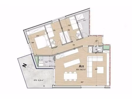 appartement contemporain de 3 chambres (a.1.1)