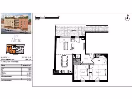 appartement 3 pièces 71 m²