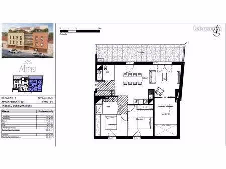 appartement 4 pièces 82 m²