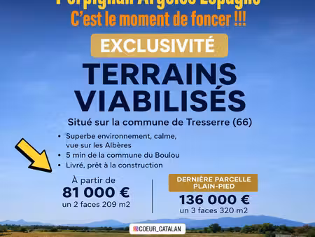 a vendre- tresserre-terrain 2 faces 209m2