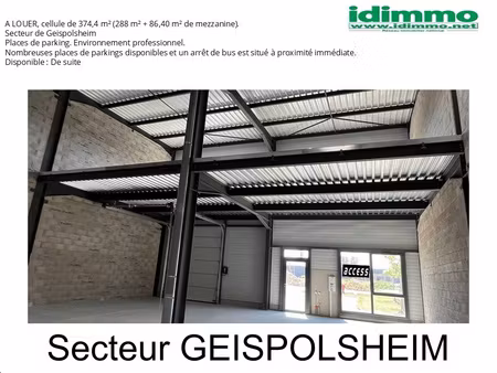 locaux de 374 m2 secteur geispolsheim à la location