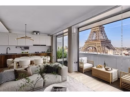 paris xve limite viie - vue panoramique sur la tour eiffel et le paris historique.