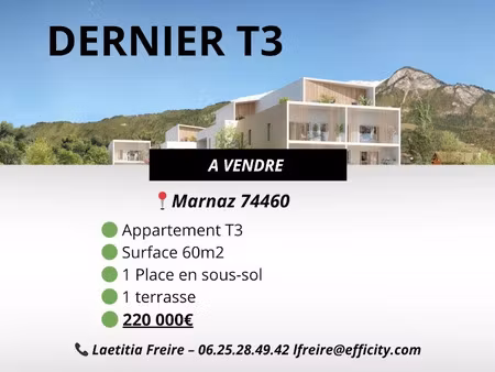 vente appartement 3 pièces 60.71 m² à marnaz (74460)  220 000 €