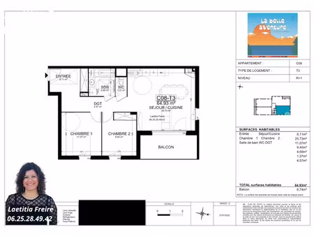 vente appartement 3 pièces 64.93 m² à marnaz (74460)  220 000 €