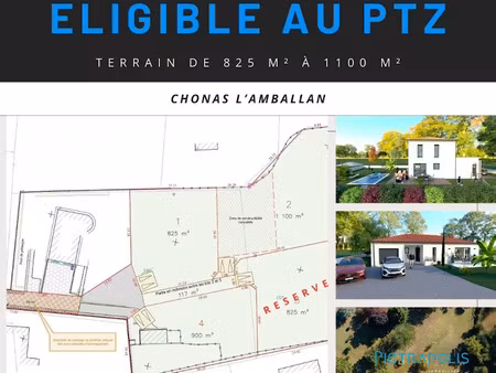 vente terrain 825 m² à chonas-l'amballan (38121)  179 000 €