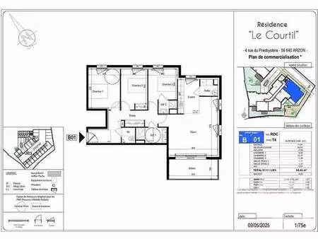 vente appartement 4 pièces à arzon (56640) : à vendre 4 pièces / 85m² arzon