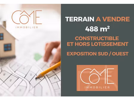 a vendre - 35760 saint gregoire - terrain construblible - 488 m² - exposition sud ouest - 
