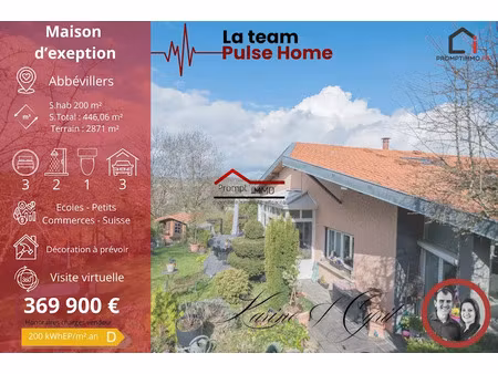 vente maison 10 pièces 200 m² à abbévillers (25310)  369 900 €