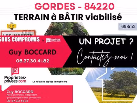 vente terrain 698 m² gordes (84220)