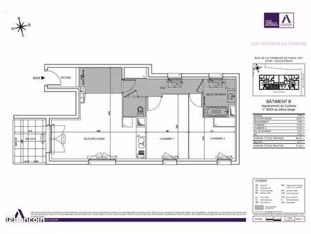appartement 3 pièces 65 m²