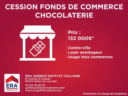 fonds de commerce ou droit au bail chocolaterie saint cyr sur mer
