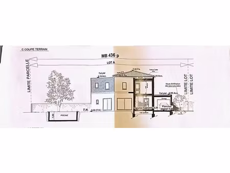 grau d'agde(34) projet construction villa contemporaine 4 faces  terrain 586 m2  acces mer