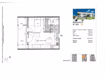 appartement 2 pieces - 43.11 m2