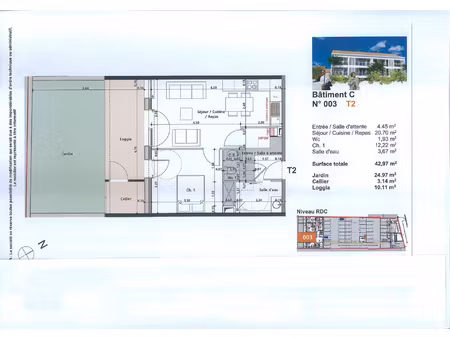 appartement 2 pieces - 43.11 m2