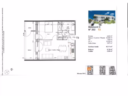 appartement 2 pieces - 43.11 m2