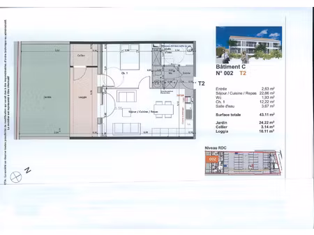 appartement 2 pieces - 43.11 m2