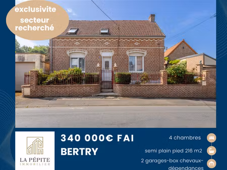 achat maison 6 pièces 216m² bertry 59980