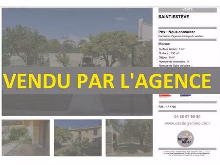 vente maison 5 pièces 150m2 saint-estève 66240 - - surface privée