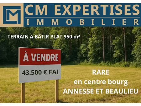 vente terrain à batir 950 m² à annesse-et-beaulieu (24430)  43 500 €