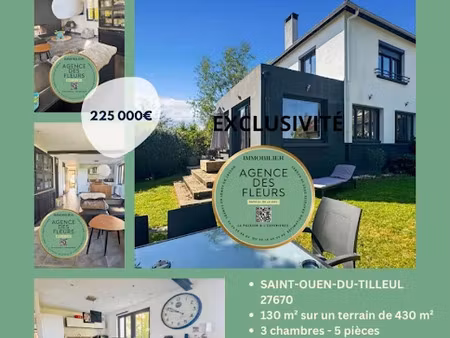 vente maison 5 pièces 130 m² à saint-ouen-du-tilleul (27670)  225 000 €