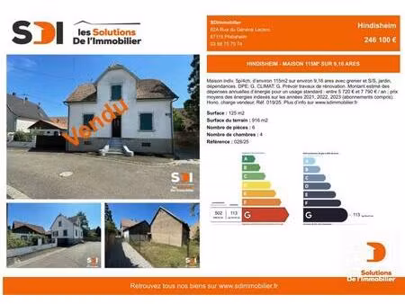 hindisheim - maison 115m² sur 9 16 ares - hindisheim
