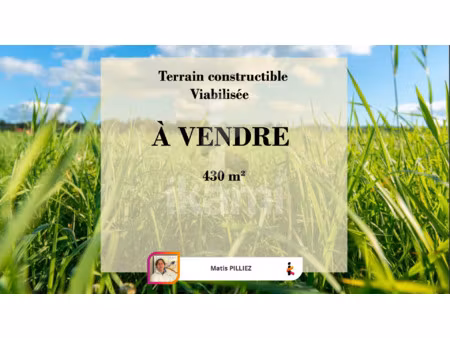 terrain à bâtir viabilisé 430 m2 à salles