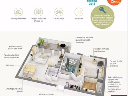 oberhergheim : appartement f3 avec jardin et terrasse