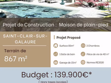 terrain à bâtir saint clair sur galaure 905m²