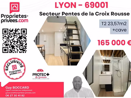 vente appartement 1 pièce 23.57 m² à lyon 1er (69001)  165 000 €