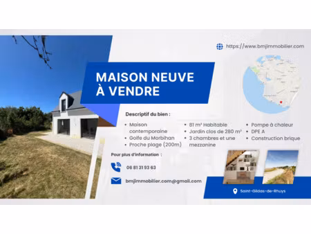 vente maison à saint-gildas-de-rhuys (56730) : à vendre / 81m² saint-gildas-de-rhuys