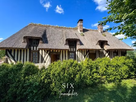 authentique chaumiere normande proche pont l'eveque avec vue deg