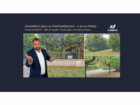 samoreau (8mn de fontainebleau et à 1h de paris) terrain à bâtir de 804 m² arboré  façade 
