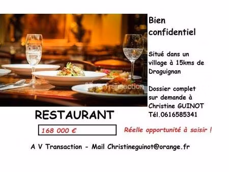 draguignan : restaurant fond de commerce salles et jardin