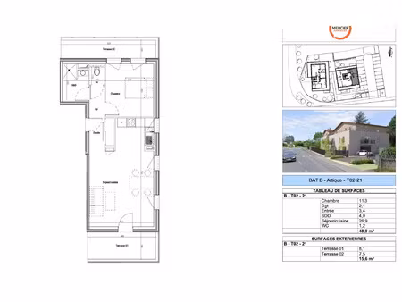 appartement saint-laurent-d'agny 48.9 m² t-2 à vendre  255 000 €