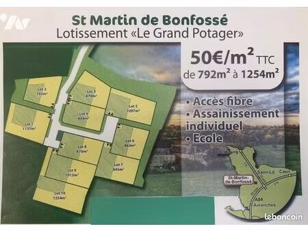 terrain 1137 m² st martin de bonfosse