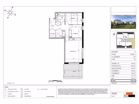 vente appartement 3 pièces 67.09 m² à sciez (74140)  324 900 €