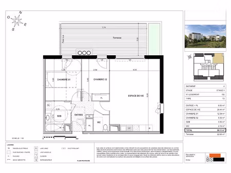 vente appartement 3 pièces 66.11 m² à sciez (74140)  333 900 €