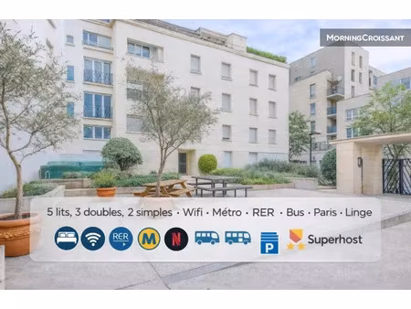 location meublée appartement 3 pièces 60 m² à la plaine saint denis (93210)  1 505 €