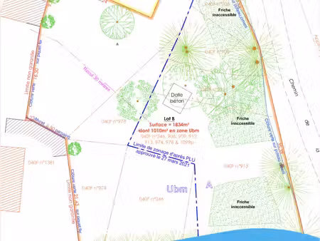 vente terrain 1 834 m²