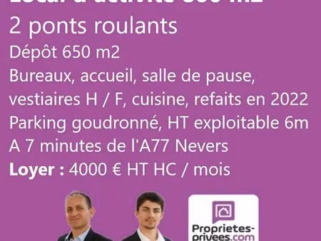 7 km de nevers - local d'activite soigné de 800 m² sur 1 ha