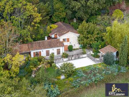 maison en pierre avec vue panoramique et piscine à ste colombe de villeneuve