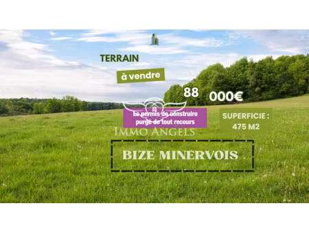vente terrain 475 m² à bize-minervois (11120)  88 000 €