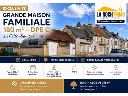 maison familiale 180 m² ? dpe c ? jardin & grand garage ? la celle-saint-avant