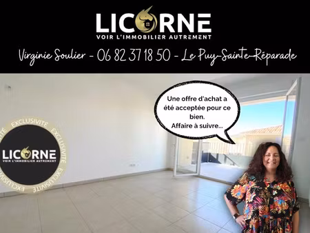vente appartement 2 pièces 41 m² à le puy-sainte-réparade (13610)  213 000 €