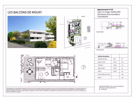 vente appartement 2 pièces 46.2 m² à mouxy (73100)  227 000 €