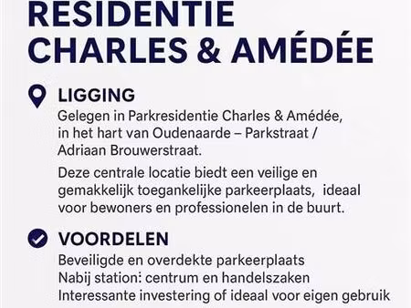 te koop: parkeerplaats gelegen in parkresidentie charles & a